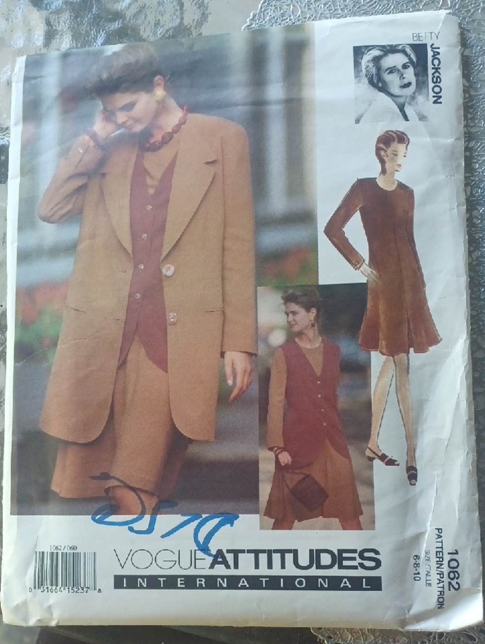 Vogue Pattern of Women's  Blazer & Dress Designed by Betty Jackson.